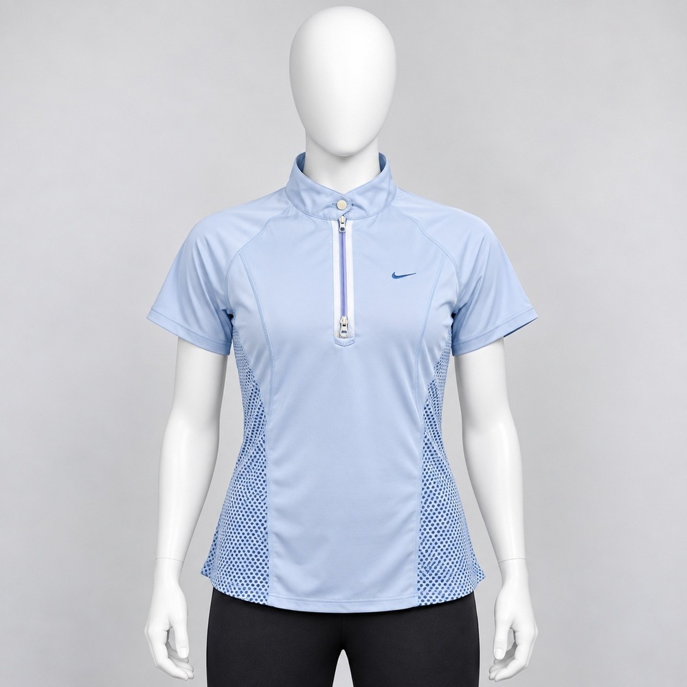 Nike Cycling Jersey Women Small Blue Fit Dry Short Sleeve Half Zip Mesh Top